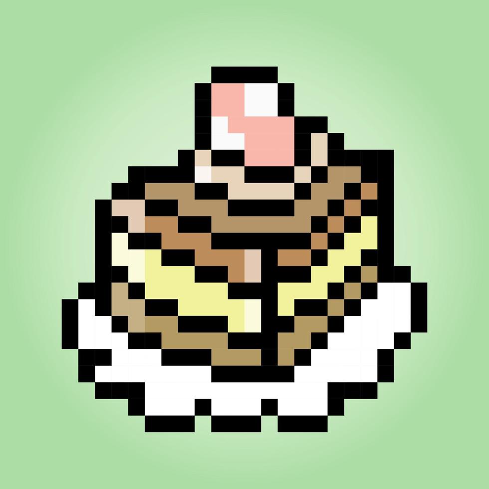 pixel 8 po un' pezzo di torta. compleanno torta nel vettore illustrazione per gioco risorse e attraversare punto modello.