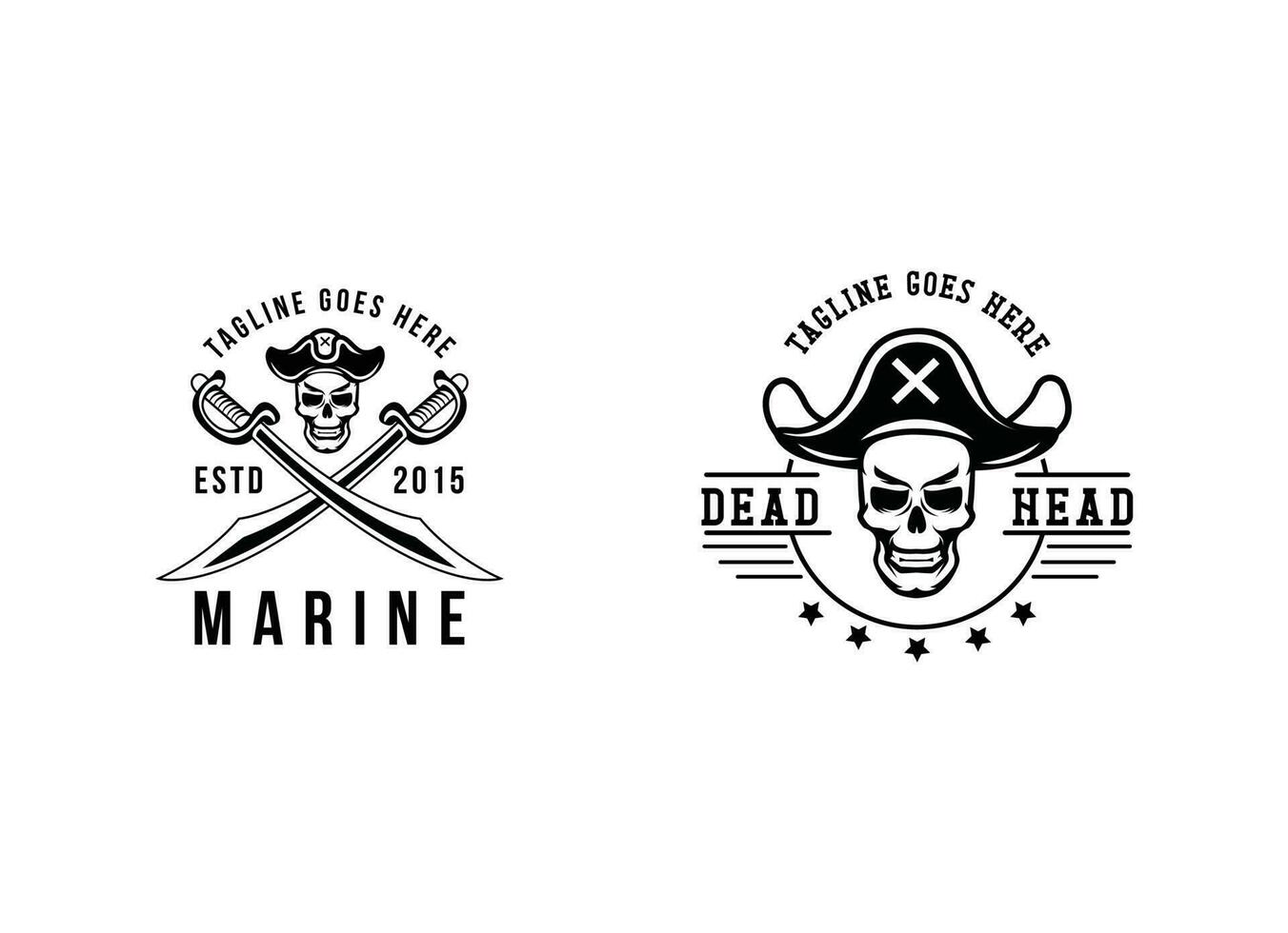 cranio pirati logo design modello vettore