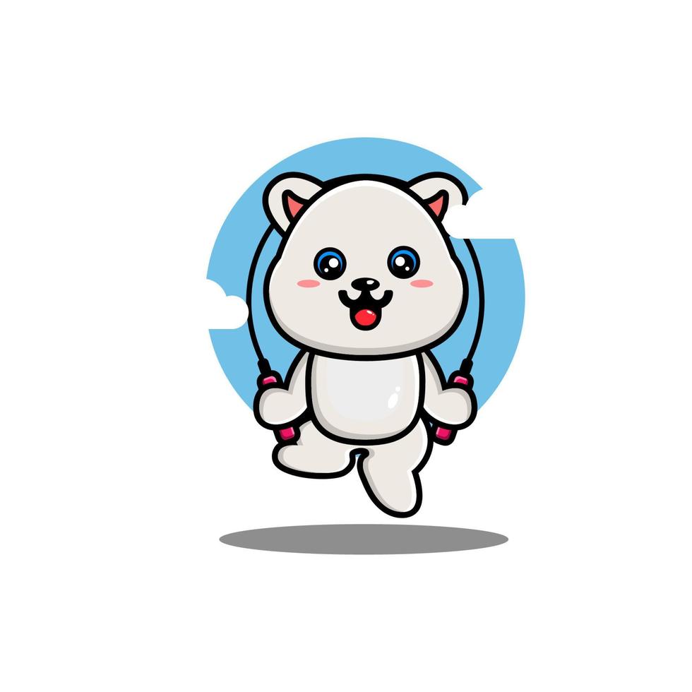 carino polare giocare saltare corda cartone animato vettore illustrazione