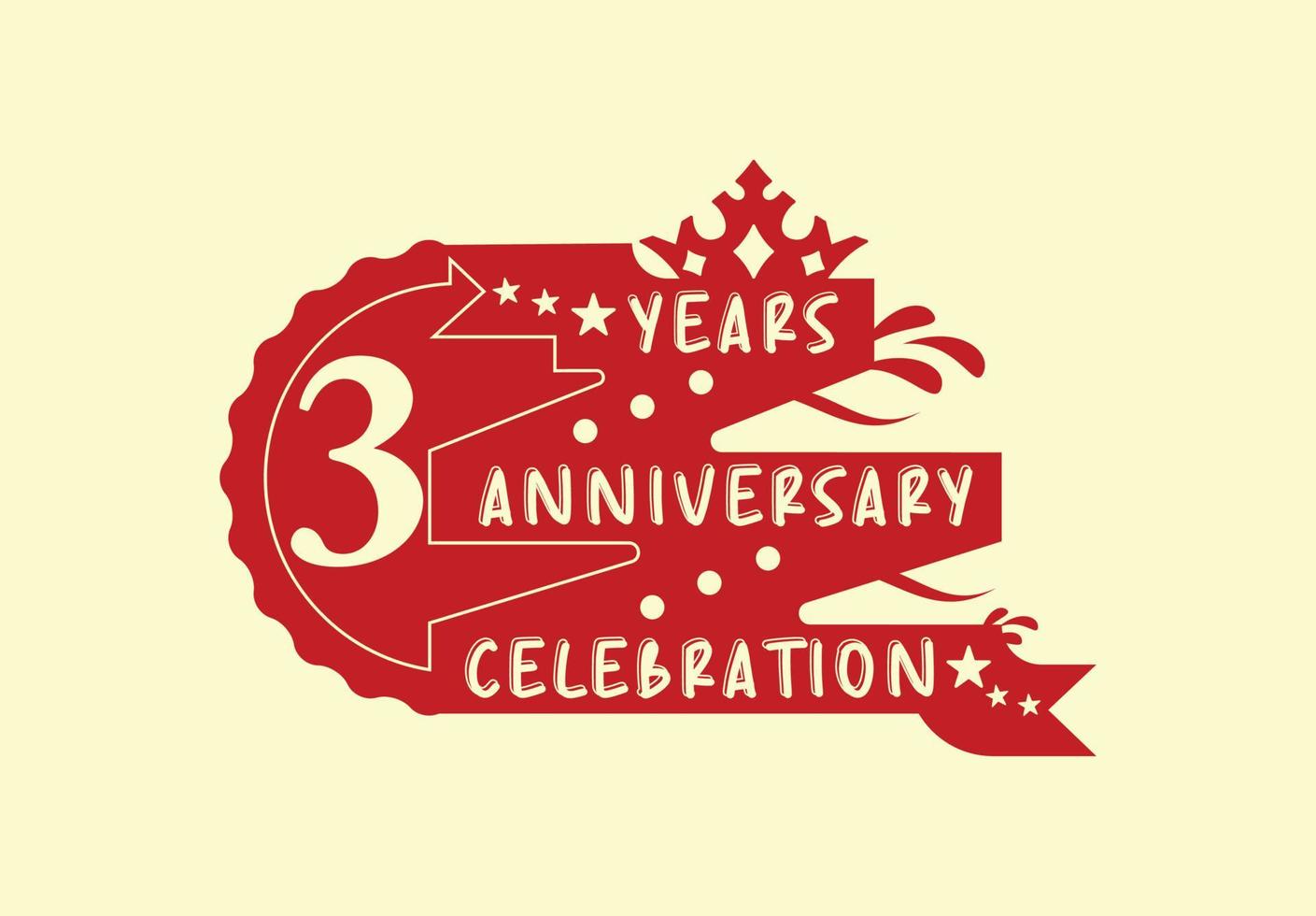 3 anni anniversario celebrazione logo e etichetta design vettore