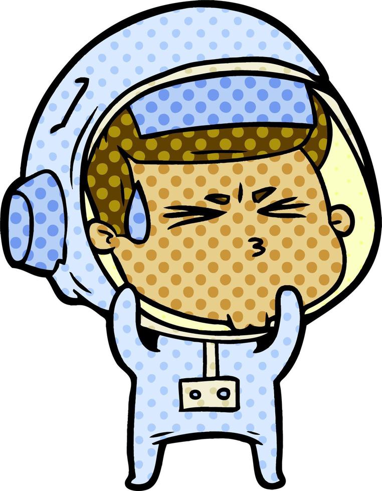 cartone animato stressato astronauta vettore