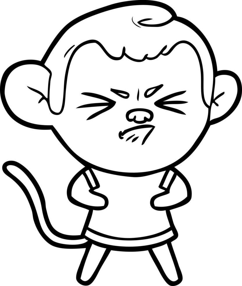 cartone animato infastidito scimmia vettore