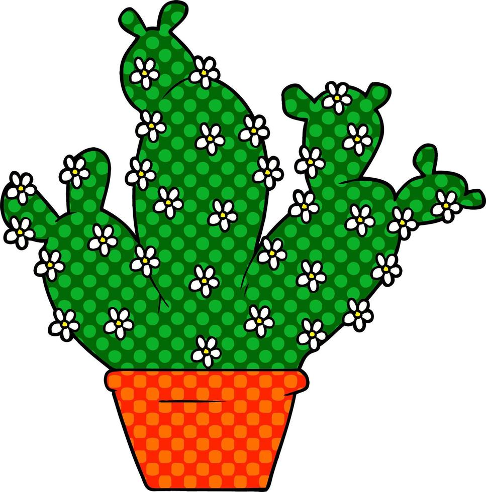 cartone animato in vaso cactus vettore