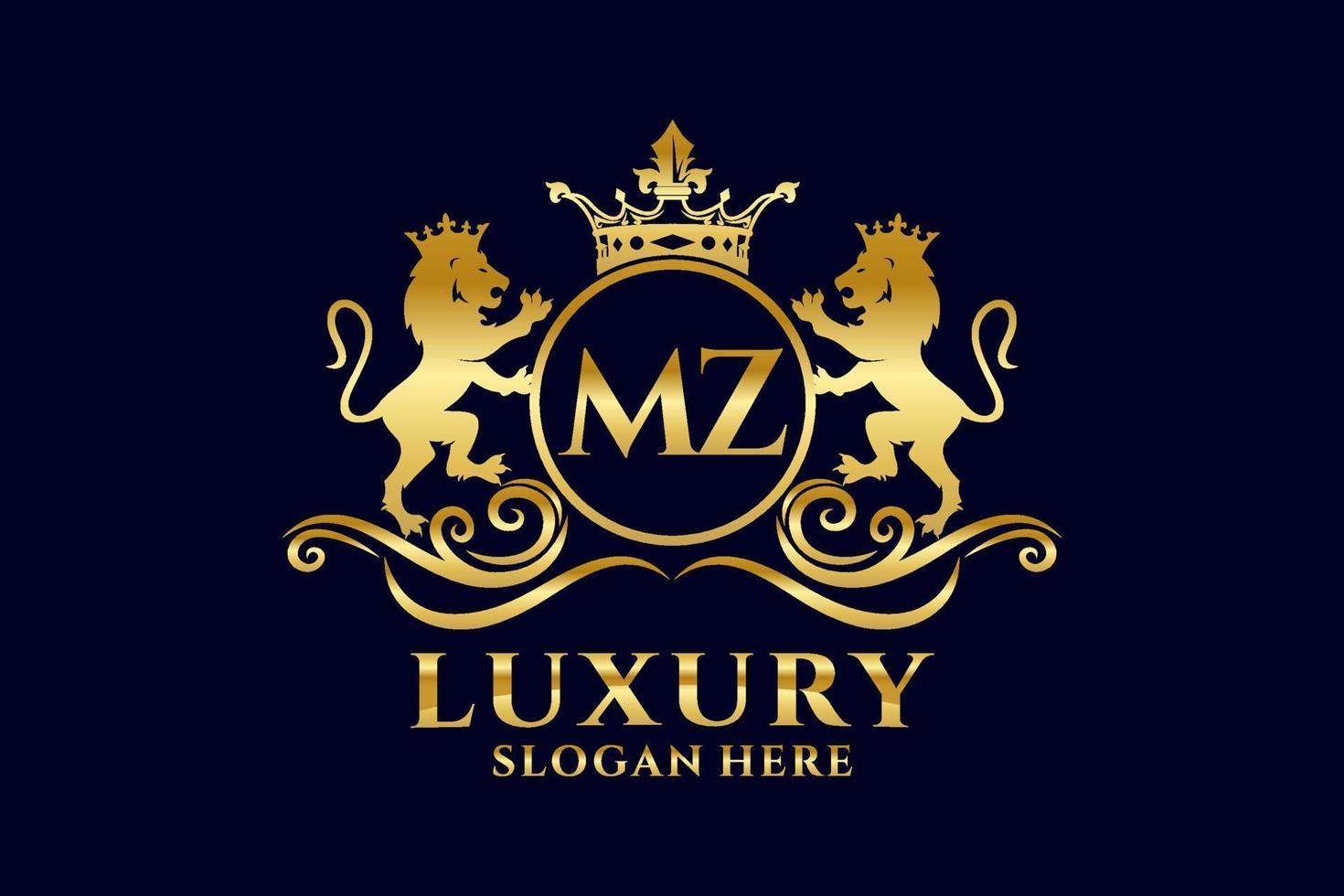 iniziale mz lettera Leone reale lusso logo modello nel vettore arte per lussuoso il branding progetti e altro vettore illustrazione.