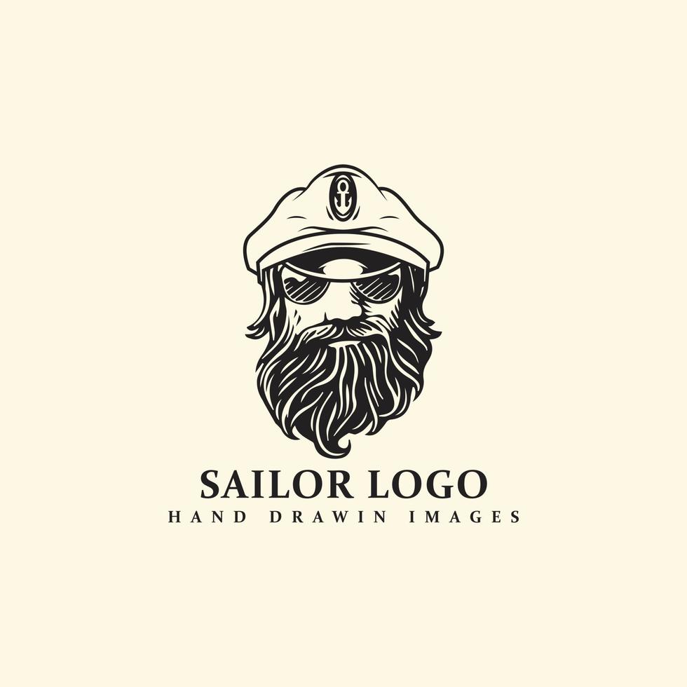 Capitano personaggio logo. marinaio logo modello. vettore