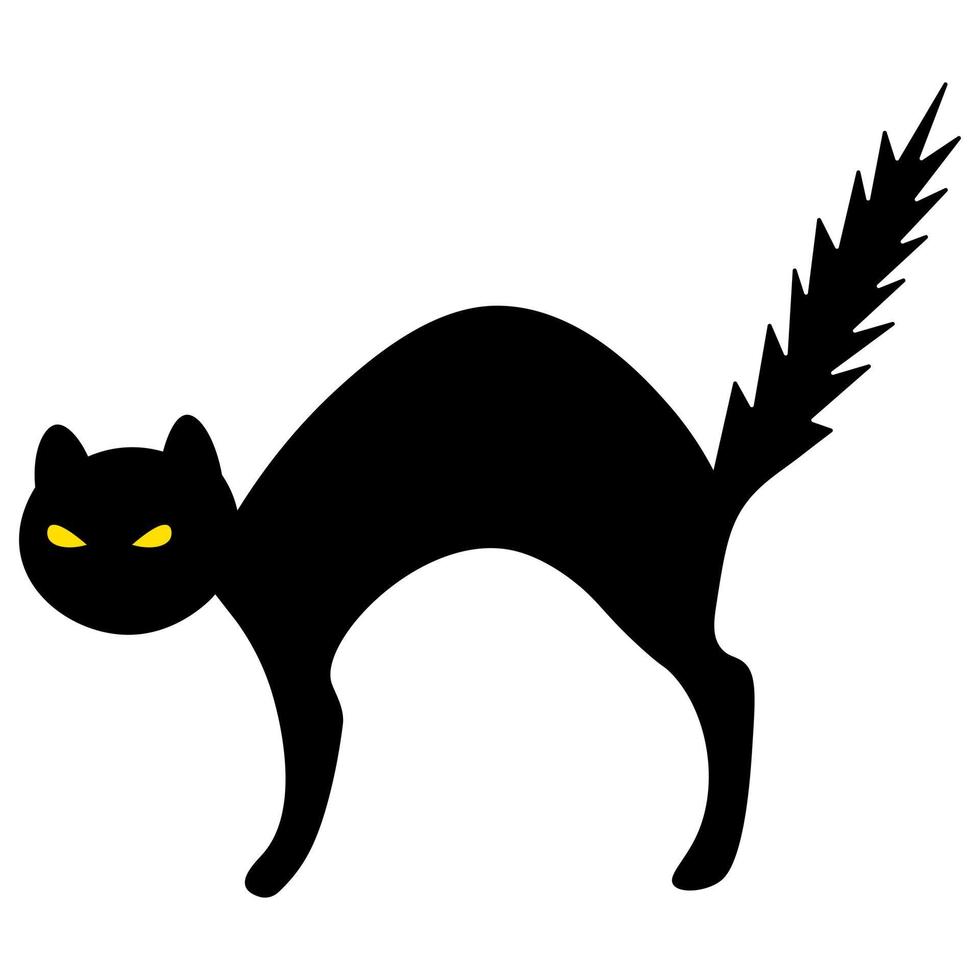 gatto. giallo occhi. il spaventato animale setolato. silhouette. di strega animale domestico. Halloween simbolo. raggiante occhi. nero venerdì. vettore