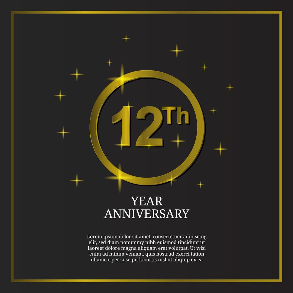 12 ° anniversario celebrazione icona genere logo nel lusso oro colore vettore
