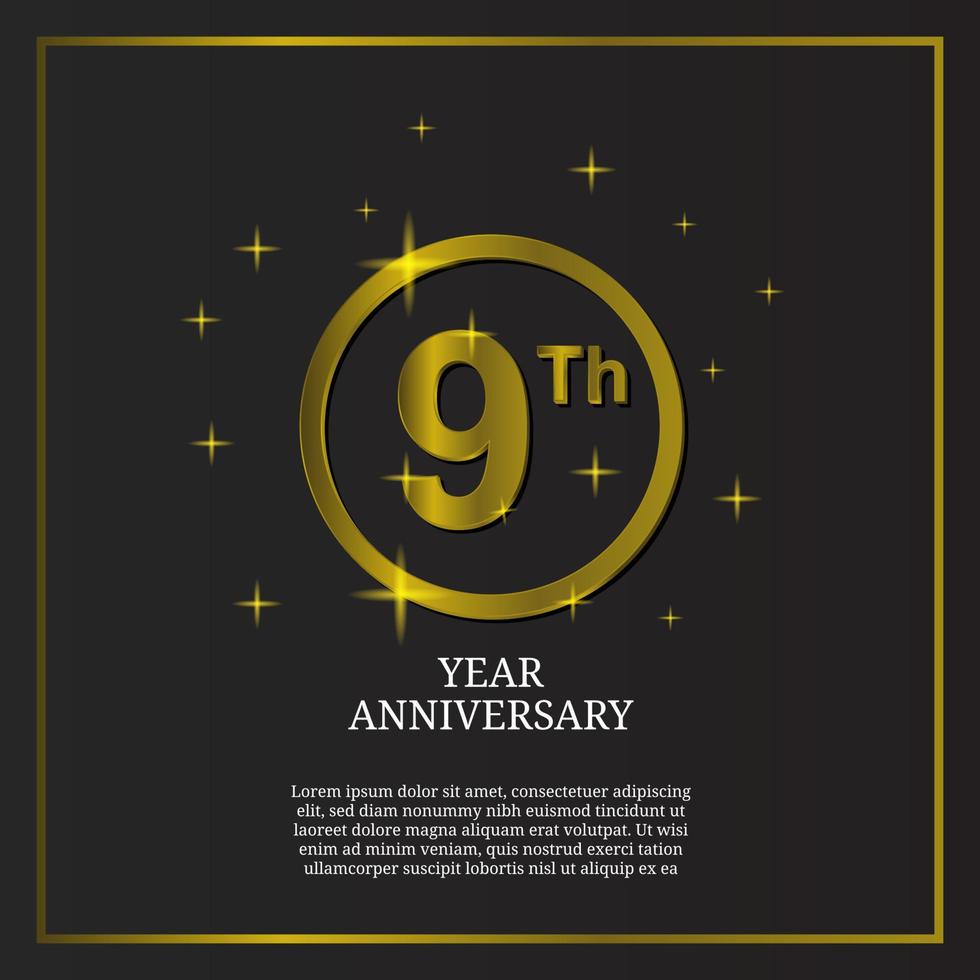 9 ° anniversario celebrazione icona genere logo nel lusso oro colore vettore