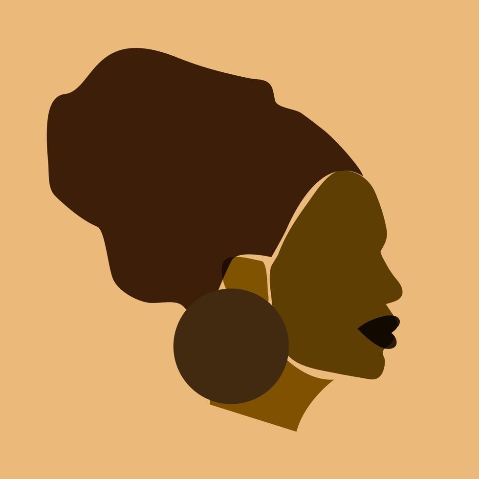 astratto donne moderno ritratto testa profilo isolato su marrone colore vettore