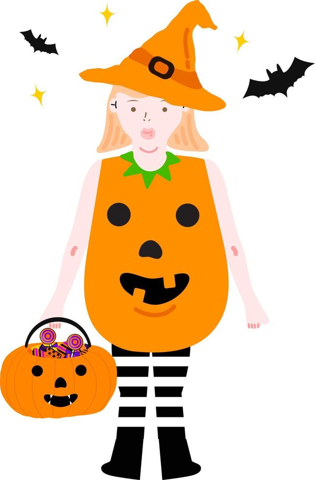 Halloween vacanza cartone animato carattere. carino bambini nel costumi di strega, mummia, pirata, scheletro e nero gatto. fantasmi e fantasma zucche. vettore mano disegno