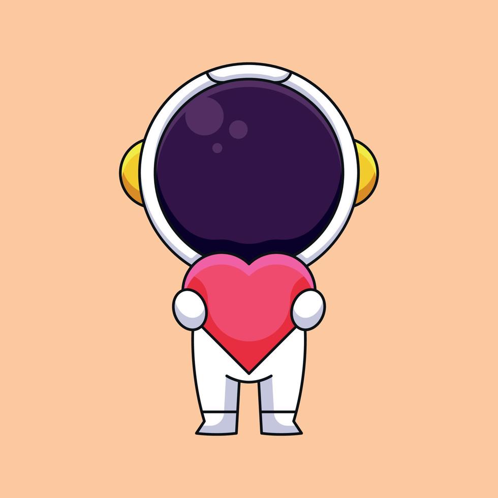 carino astronauta Tenere amore focolare cartone animato portafortuna scarabocchio arte mano disegnato concetto vettore kawaii icona illustrazione