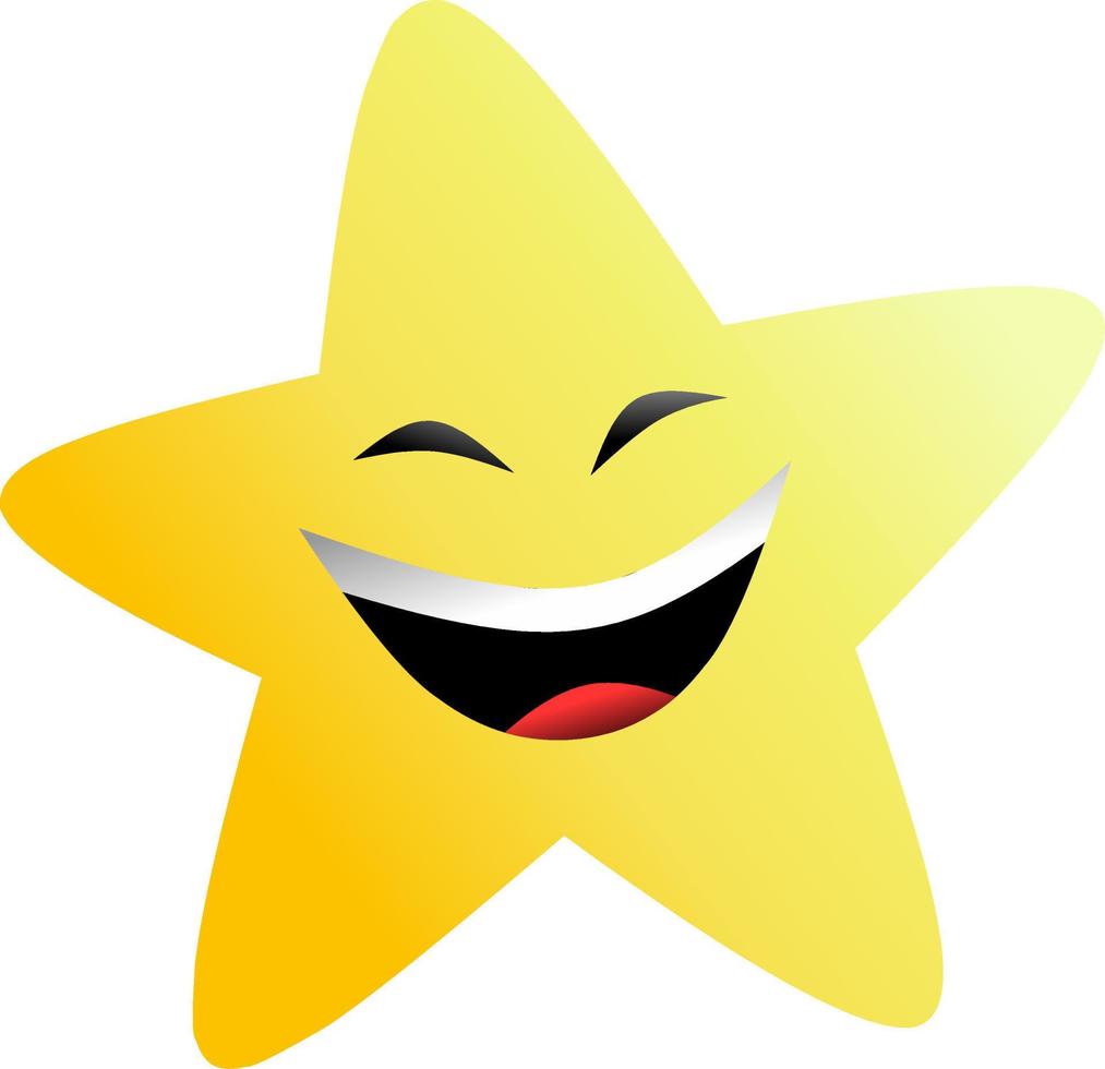 Sorridi stella cartone animato isolato vettore illustrazione. Sorridi stella per logo, icona, simbolo, attività commerciale, design o decorazione