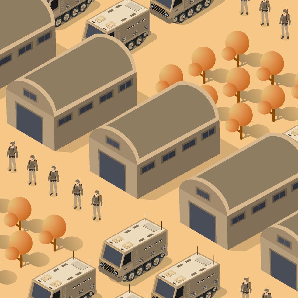 sfondo 3d illustrazione esercito armato truppe isometrico armato militare trasporto oggetti e guerra attrezzatura vigore grafico elementi serbatoio macchina vettore