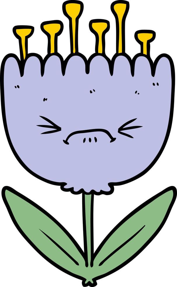 cartone animato arrabbiato fiore vettore
