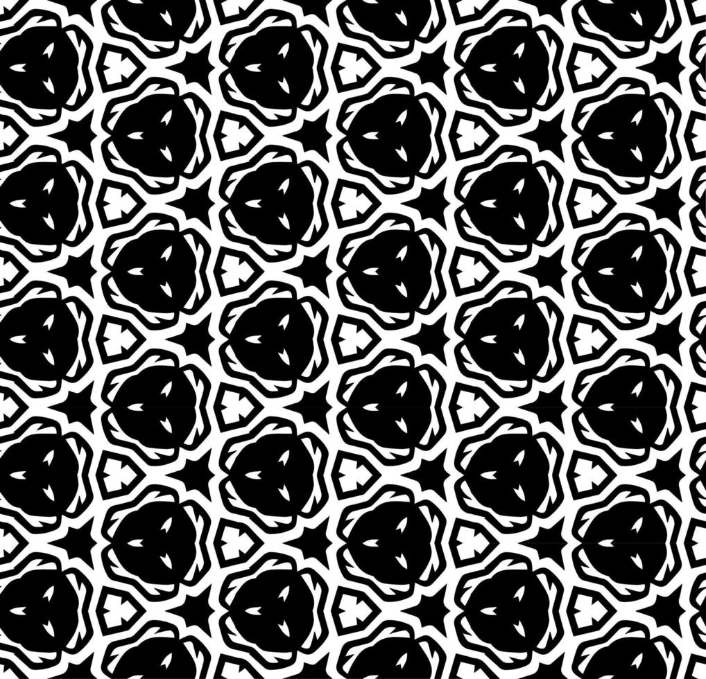 nero e bianca senza soluzione di continuità astratto modello. sfondo e sfondo. in scala di grigi ornamentale design. mosaico ornamenti. vettore grafico illustrazione.