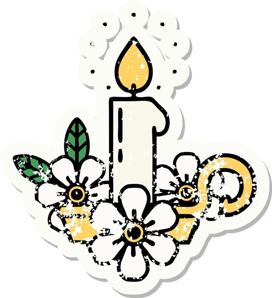 tradizionale afflitto etichetta tatuaggio di un' candela titolare vettore