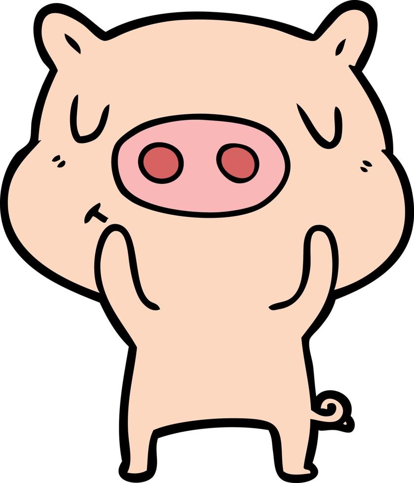 cartone animato soddisfare maiale vettore