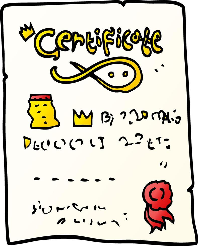 vettore pendenza illustrazione cartone animato ornato certificato