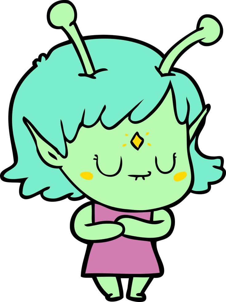 cartone animato alieno ragazza vettore