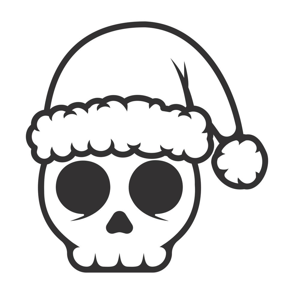 cranio con Santa cappello piatto linea icona vettore