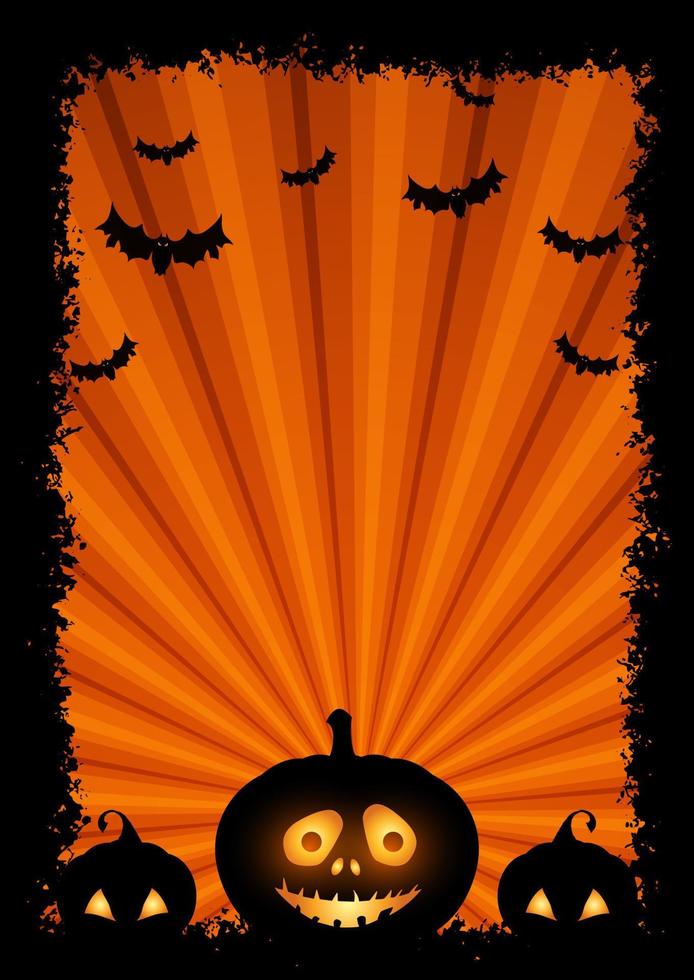 Halloween sfondo con grunge confine e Jack o lanterna vettore