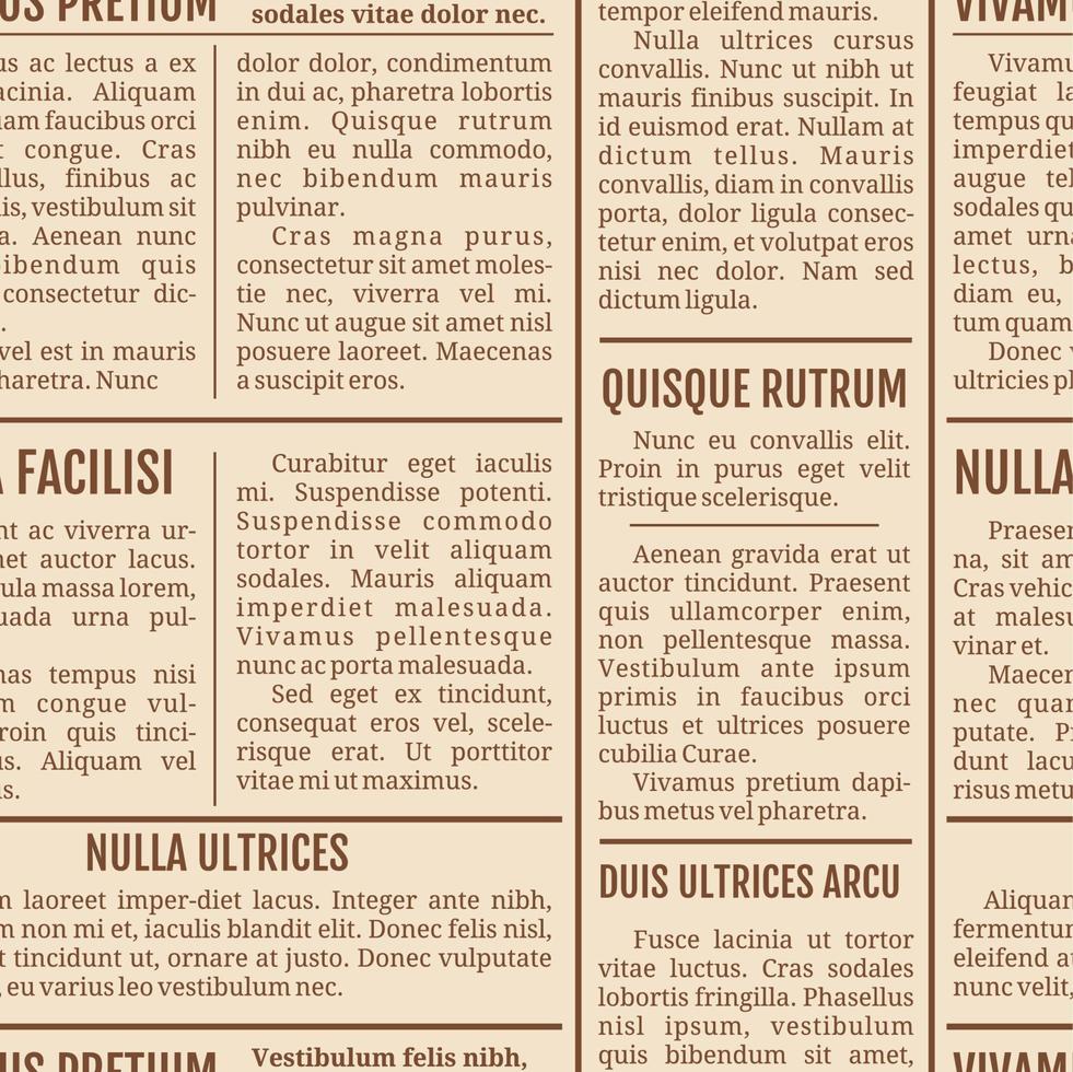 vecchio giornale senza soluzione di continuità modello con testo Stampa vettore