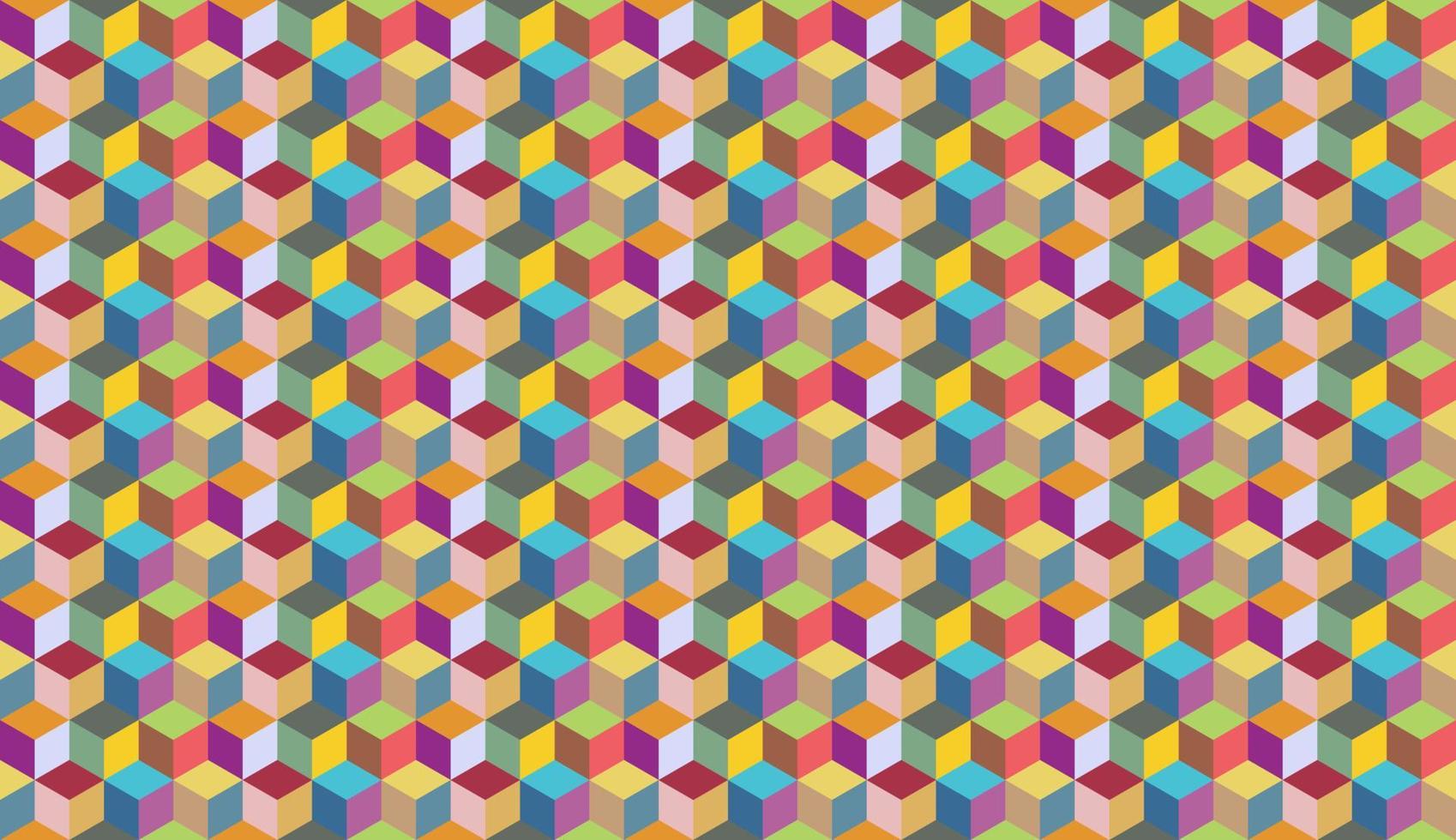 astratto vettore sfondo con colorato simmetrico parallelogrammo forme. semplice piatto illustrazione di multicolore impilamento cubo. geometria senza soluzione di continuità modello opera d'arte, piazze, rombi, esagoni.