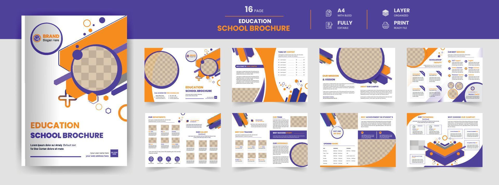 16 pagina moderno nuovo anno formazione scolastica scuola ammissione opuscolo azienda profilo e annuale rapporto design vettore