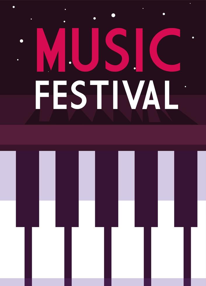 festival di musica poster con tastiera di pianoforte vettore