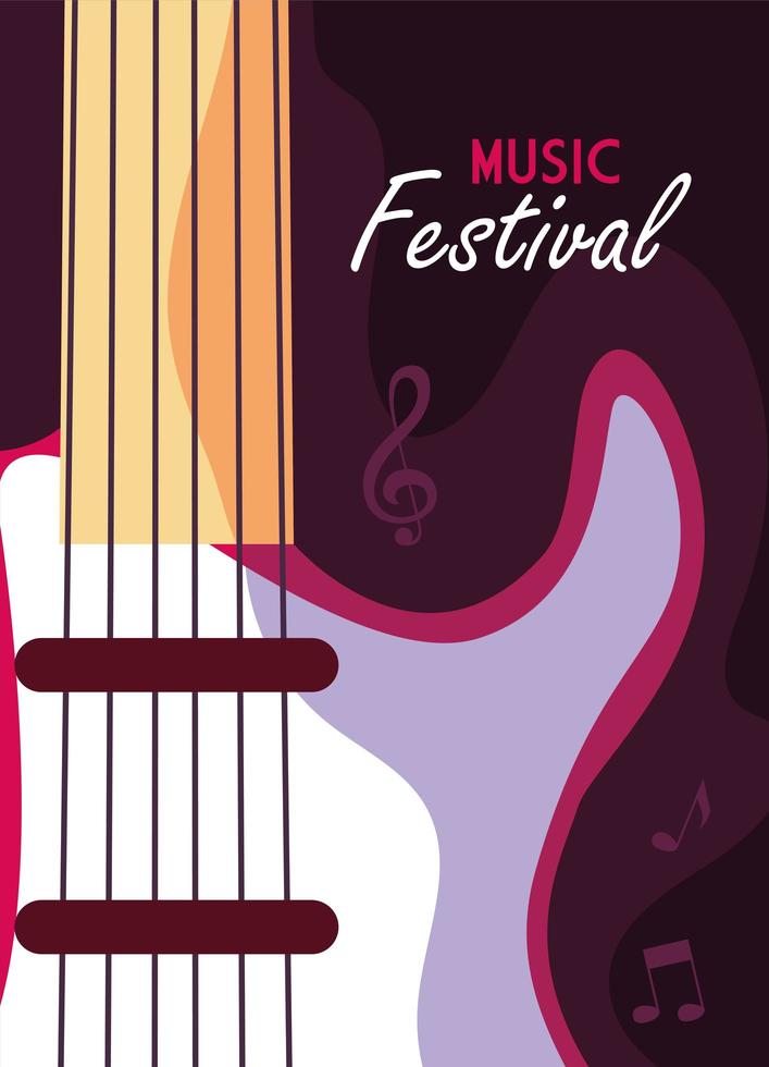 festival musicale poster con strumento musicale chitarra elettrica vettore