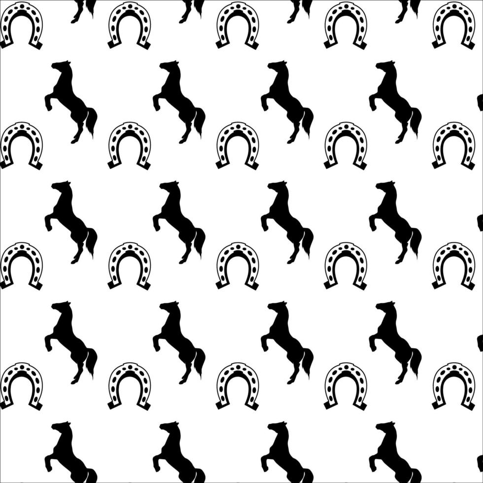 senza soluzione di continuità modello design ferro di cavallo e cavallo silhouette illustrazioni vettore