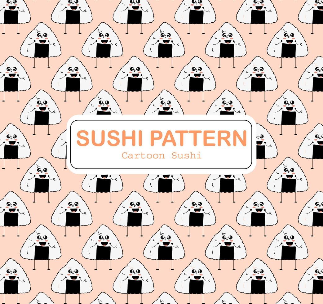 divertente cartone animato Sushi modello illustrazioni vettore