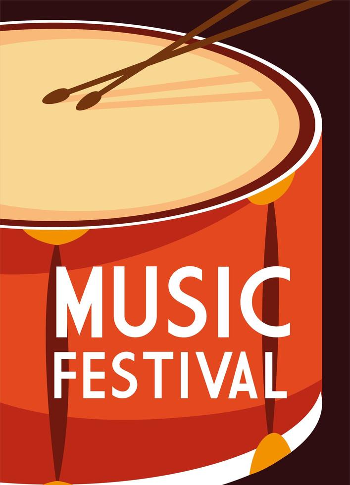 poster per festival di musica con tamburo vettore