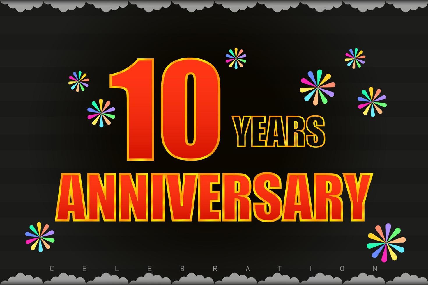 10 ° anniversario razzo lanciare nero tono vettore illustrazione eps10