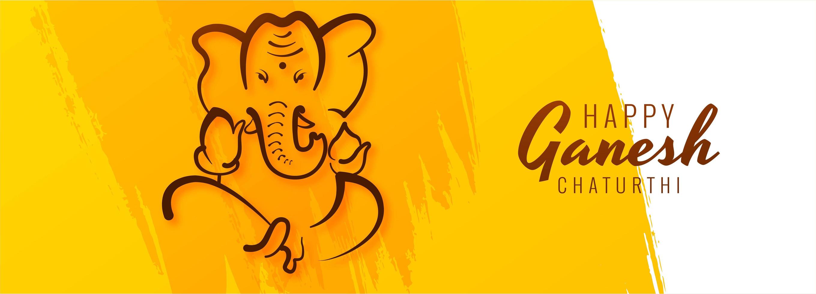 banner di festival di ganesh chaturthi felice dipinto di giallo vettore