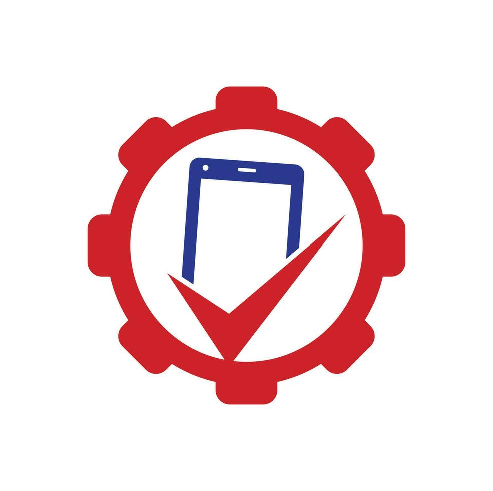 dai un'occhiata mobile Ingranaggio forma concetto logo design modello vettore. mobile riparazione logo icona. mobile App logo vettore