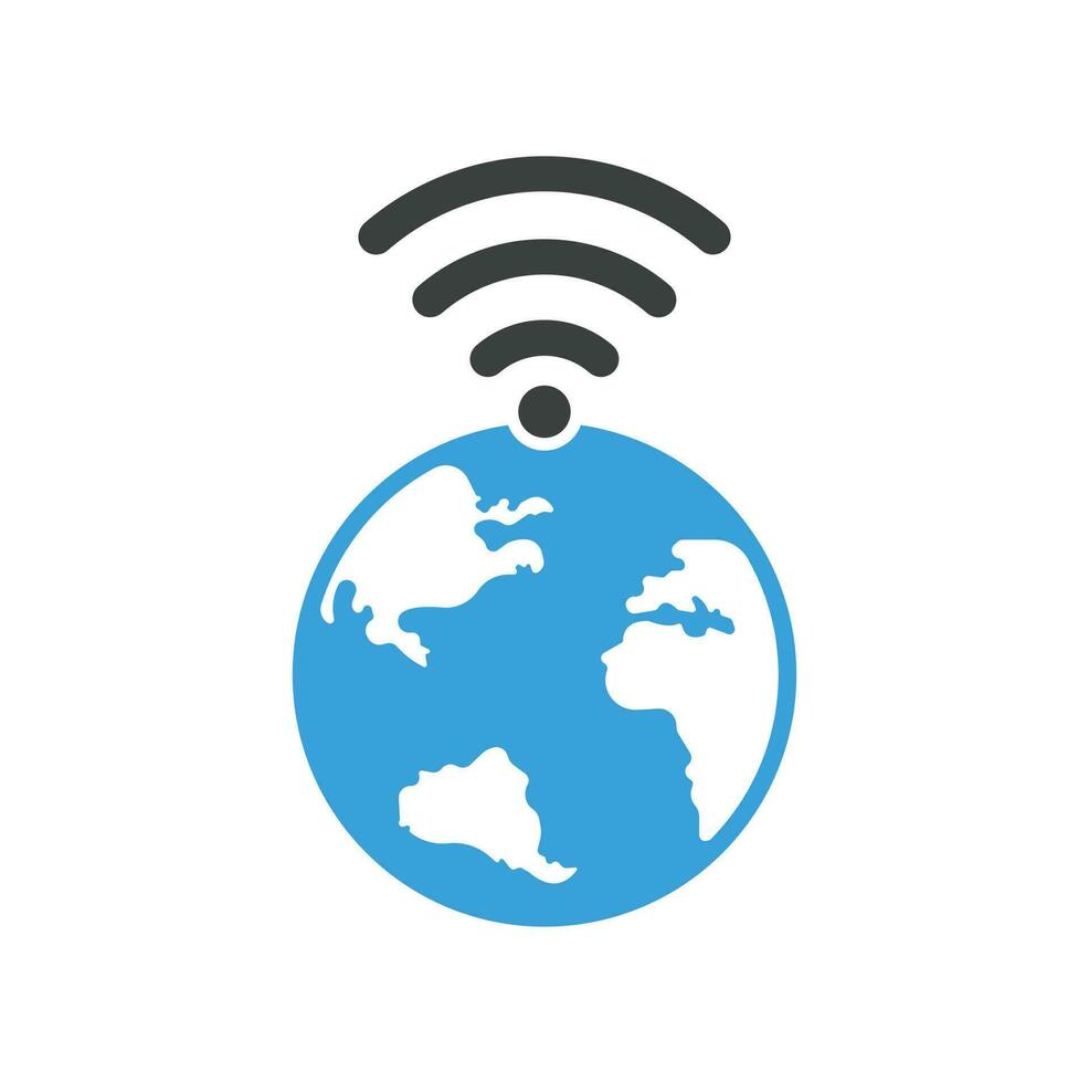 globo Wi-Fi logo design icona. mondo segnale vettore logo modello.