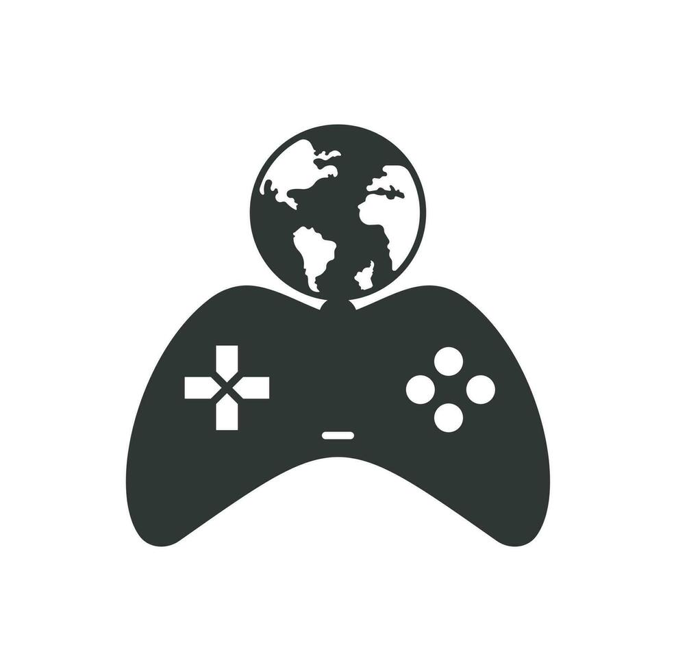 gioco globo logo icona design. in linea gamer mondo logo. globo e gioco bastone icona vettore