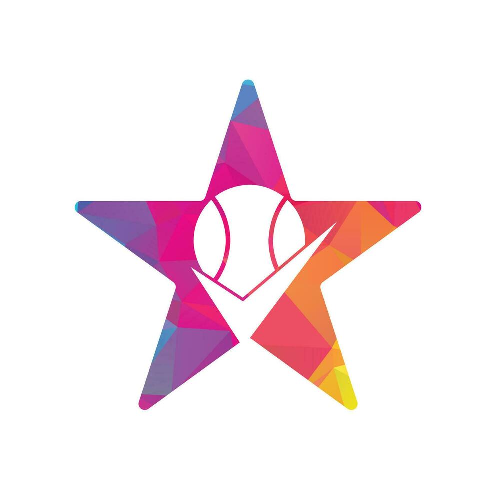 dai un'occhiata tennis stella forma concetto vettore logo design. tennis palla e zecca icona logo.