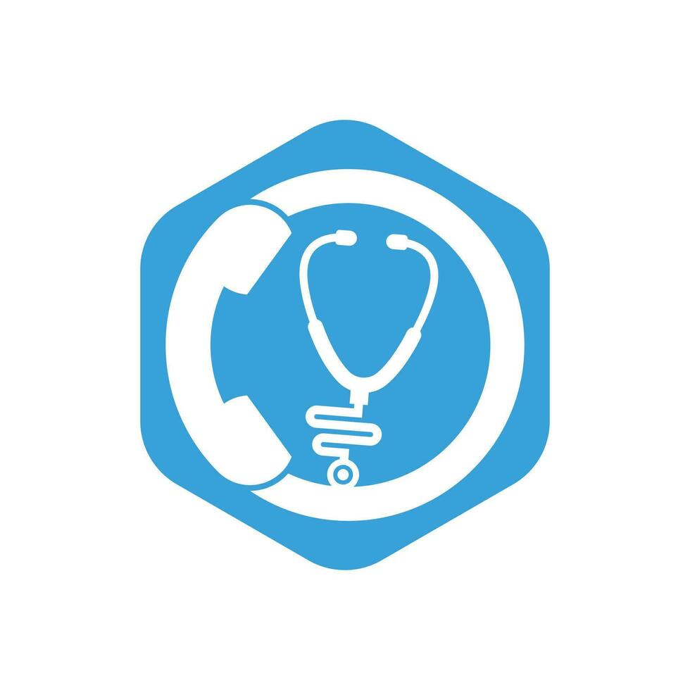 stetoscopio chiamata logo design icona vettore. chiamata medico logo. vettore