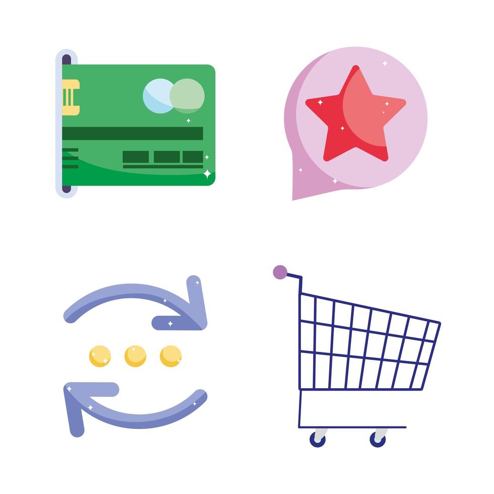 set di icone di e-commerce e banking online vettore