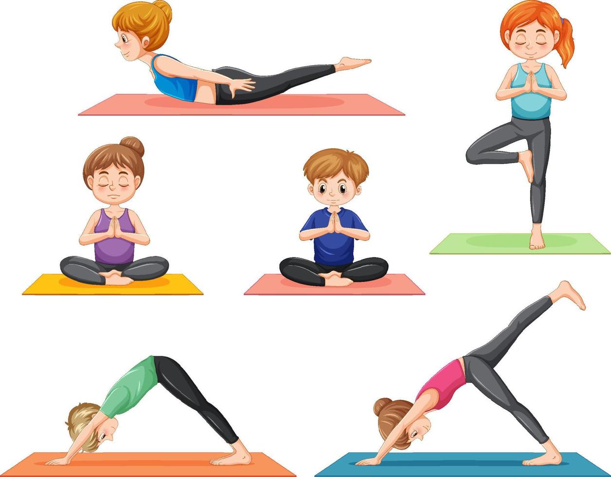 impostato di yoga posture vettore