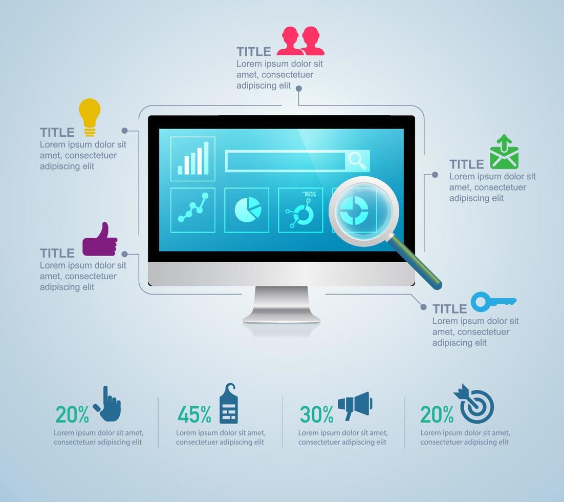 SEO Infografica impostato vettore