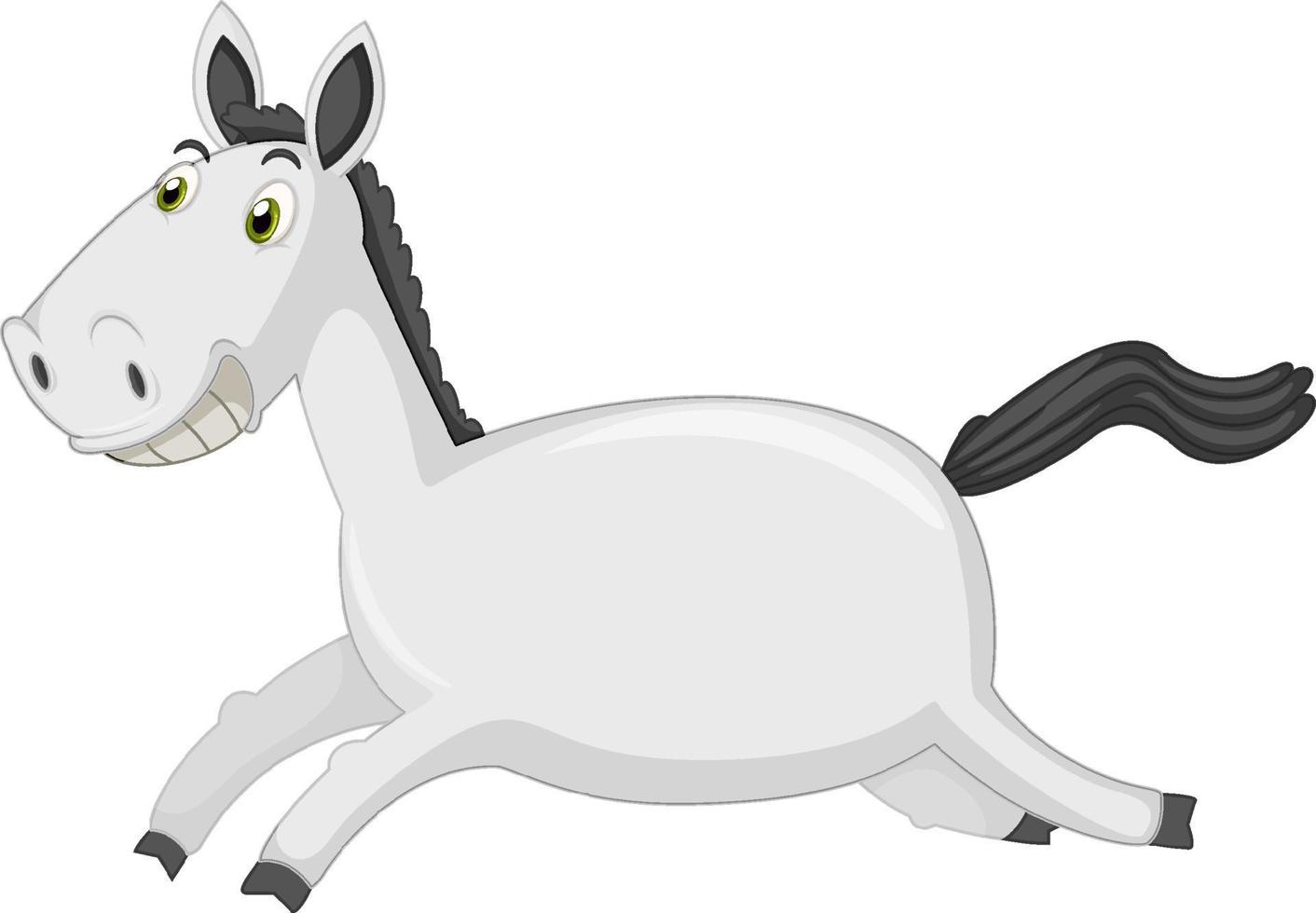 cartone animato cavallo in esecuzione su sfondo bianco vettore