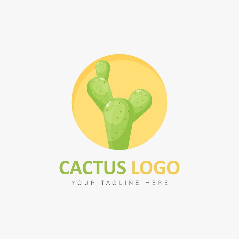 cactus logo cartone animato stile icona illustrazione vettore