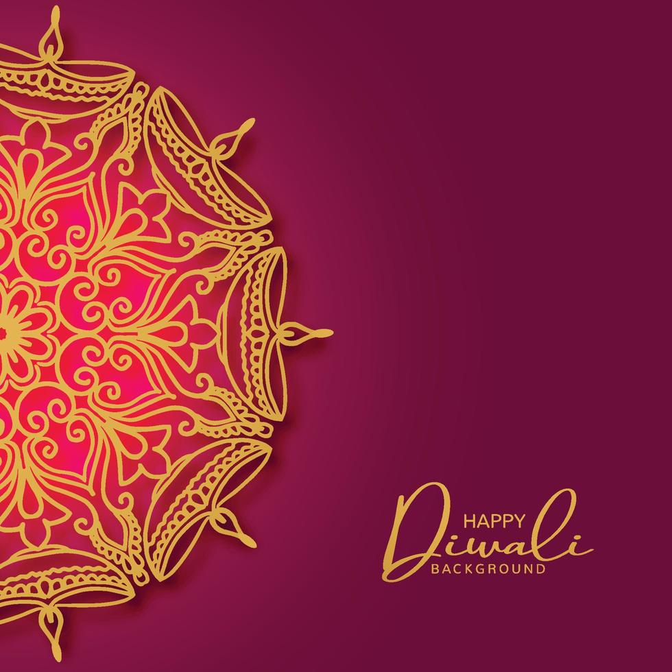contento Diwali d'oro mandala telaio carta celebrazione sfondo vettore