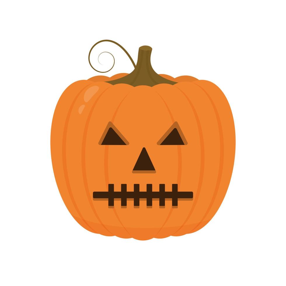 Halloween zucca con spaventoso viso icona isolato su bianca. carino cartone animato jack-o'-lantern. Halloween festa decorazioni. facile per modificare vettore modello