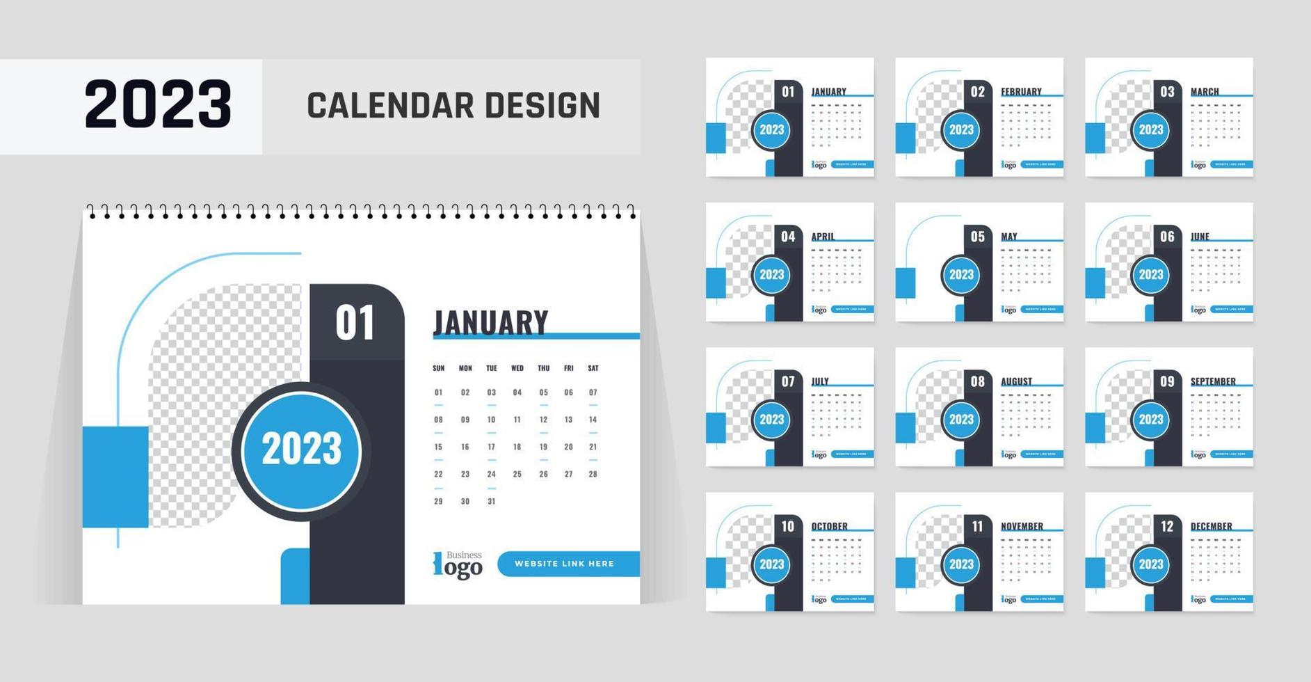 2023 calendario design modello vettore