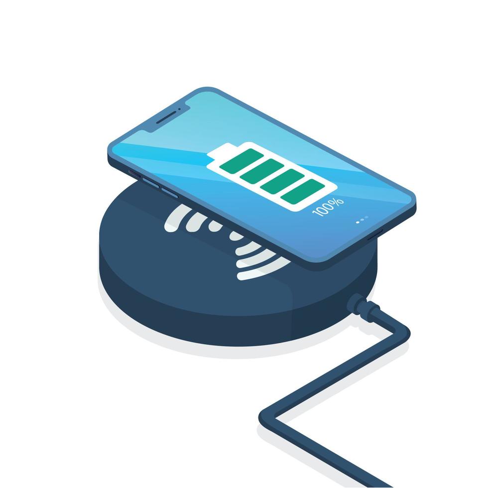 senza fili ricarica di il smartphone batteria superiore Visualizza progresso di ricarica vettore