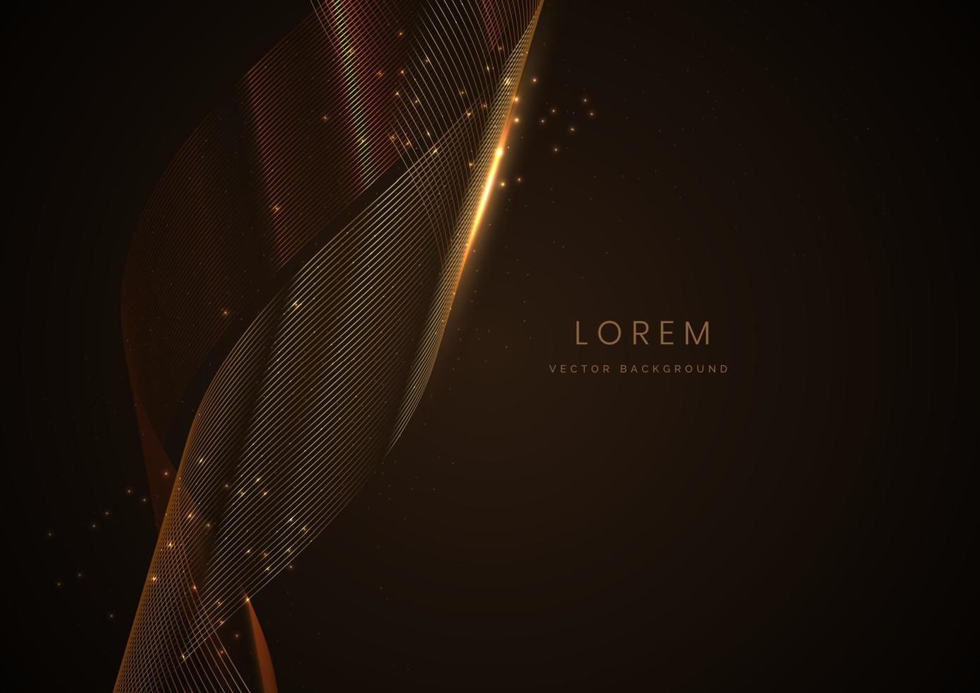 astratto elegante oro raggiante linea con illuminazione effetto scintillare su nero sfondo. modello premio premio design. vettore